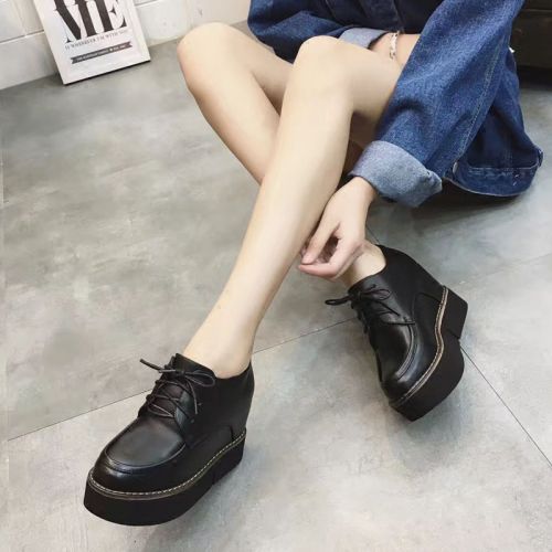 Chaussures de printemps femme en PU ronde avec lacets, Génoise, étanche - Europe semelle polyuréthane Ref 995494
