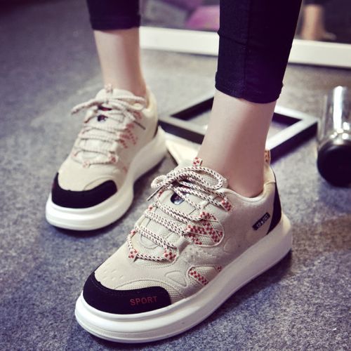 Chaussures de printemps femme en Une variété matériaux épissure ronde avec lacets - semelle polyuréthane Ref 995501