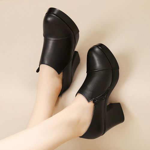 Chaussures de printemps femme en Vache revêtement cuir fendu ronde Génoise, étanche - Angleterre semelle fond c