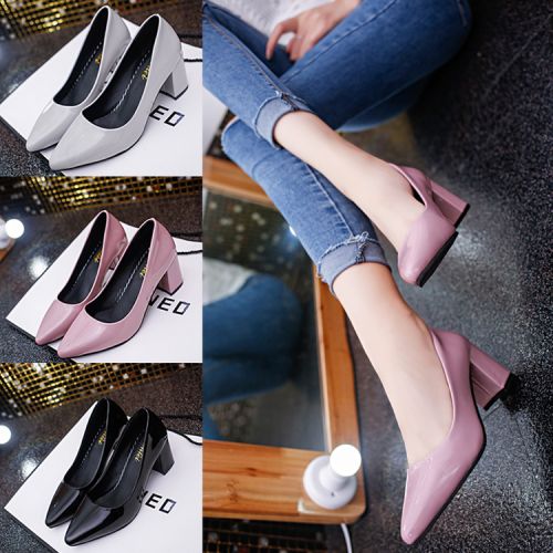 Chaussures de printemps femme en PU pointu ouverture profonde, - semelle caoutchouc Ref 995569