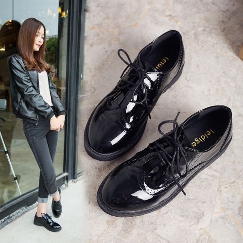 Chaussures de printemps femme en PU ronde - Angleterre semelle caoutchouc Ref 995583