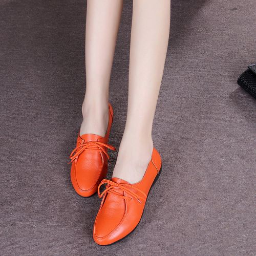 Chaussures de printemps femme en Première couche cuir ronde - loisir semelle plastique Ref 995600