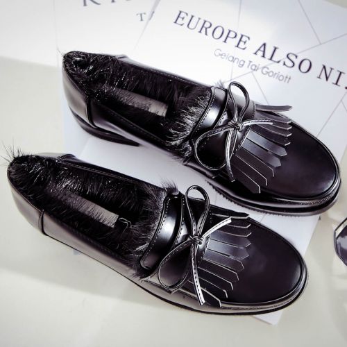 Chaussures de printemps femme en PU CHRNDXEE ronde arc, houppe - Angleterre semelle caoutchouc Ref 995641