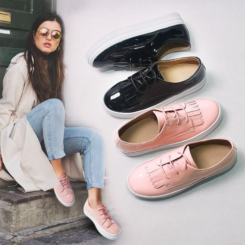 Chaussures de printemps femme en fibre Superfine ronde avec lacets, Génoise, étanche - semelle caoutchouc Ref 995695
