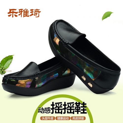 Chaussures de printemps femme en Première couche cuir ronde étanche - confortable semelle polyuréthane Ref 995748