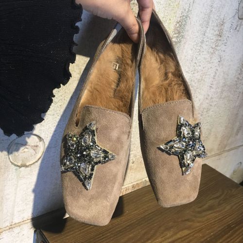 Chaussures de printemps femme en vache, Nubuck, tête carrée - semelle caoutchouc Ref 995766