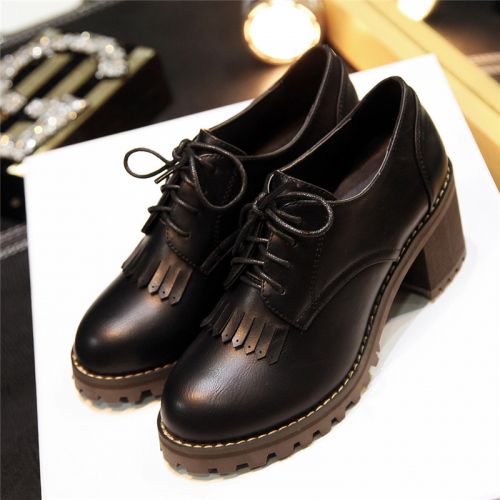 Chaussures de printemps femme en fibre Superfine ZHUOBAIL ronde avec lacets, houppe, Génoise, étanche - Anglete