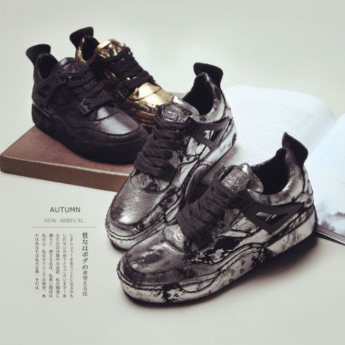 Chaussures de printemps femme en PU ronde avec lacets, Génoise - semelle caoutchouc Ref 995845