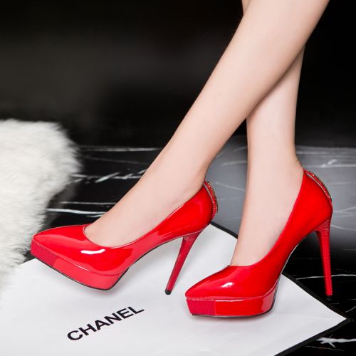 Chaussures de printemps femme en Manteau peinture pointu ouverture profonde, avec perles, étanche - sexy semelle caout