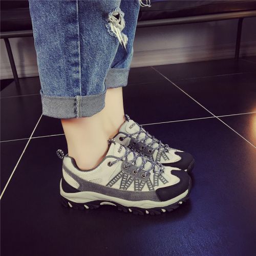 Chaussures de printemps femme en vache, Nubuck, ronde avec lacets, Modèles mélangées, étanche - semelle caoutchou