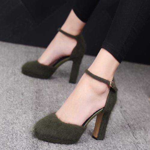 Chaussures de printemps femme en polyester ronde ouverture profonde- semelle caoutchouc - Ref 995893
