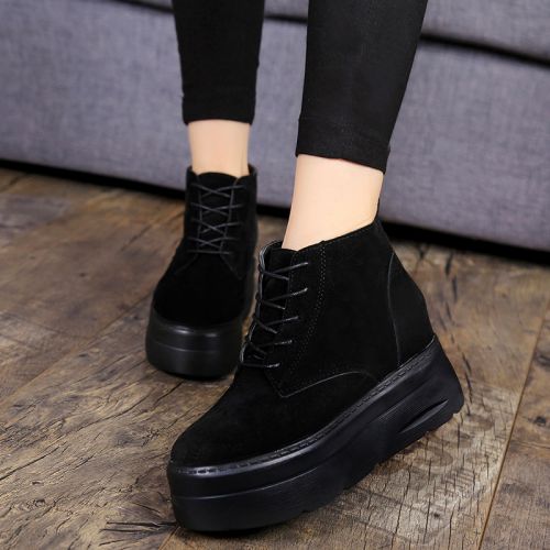Chaussures de printemps femme en vache, Nubuck, ronde avec lacets, Génoise, étanche - semelle caoutchouc Ref 99