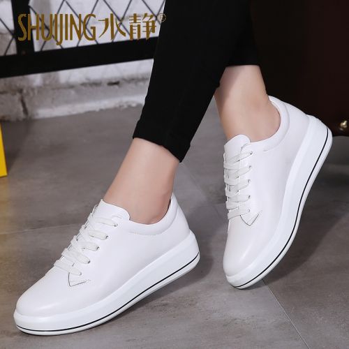 Chaussures de printemps femme en Vache revêtement cuir fendu ronde avec lacets, Wedges, Génoise, étanche - l