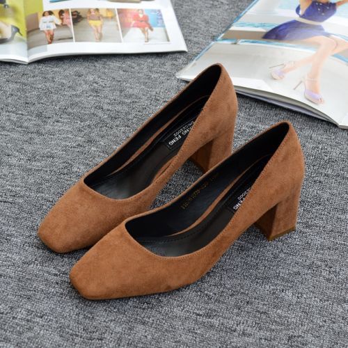 Chaussures de printemps femme en tête carrée ouverture profonde- Europe - semelle caoutchouc Ref 995957