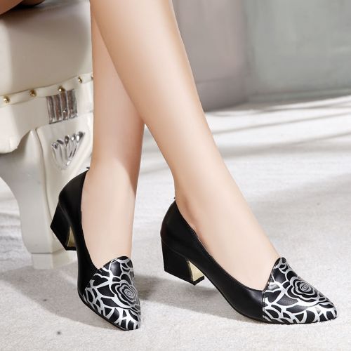 Chaussures de printemps femme en fibre Superfine pointu ouverture profonde, Fleurs, - confortable semelle caout