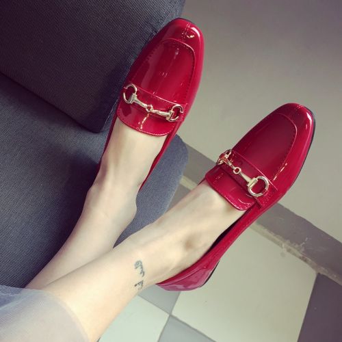 Chaussures de printemps femme en PU CLIO tête carrée décoration métallique - Angleterre semelle caoutchouc Ref 995997