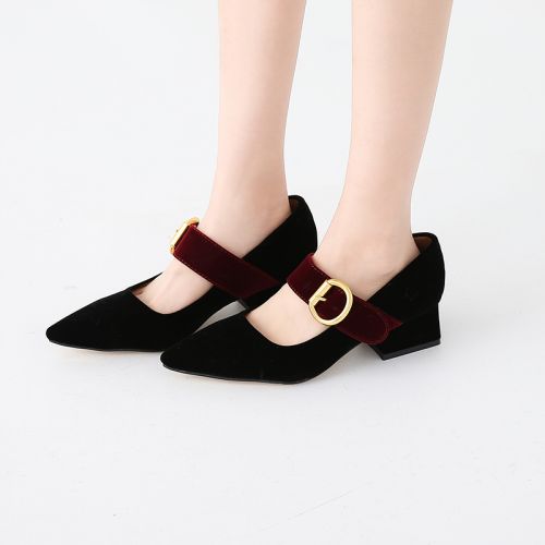 Chaussures de printemps femme en fibre Superfine pointu ouverture profonde- Ref 996025