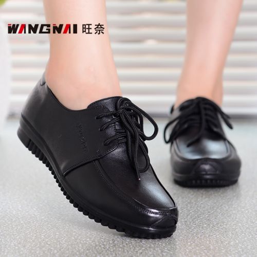 Chaussures de printemps femme en Première couche cuir ronde avec lacets - loisir semelle polyuréthane Ref 996048