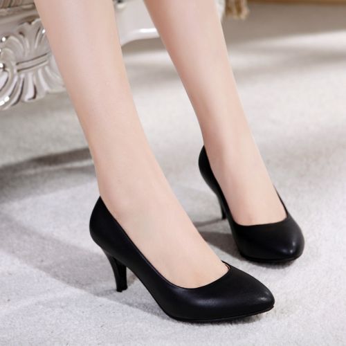 Chaussures de printemps femme en Première couche cuir pointu ouverture profonde, étanche, Style romain - Ref 