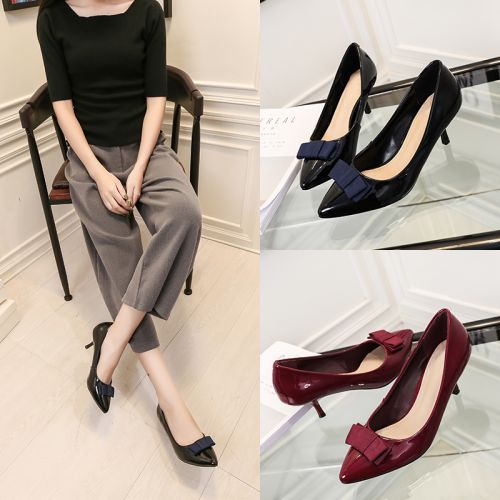 Chaussures de printemps femme en Manteau peinture CHANES KELTH pointu ouverture profonde, Fleurs, arc, brodé - Europe s