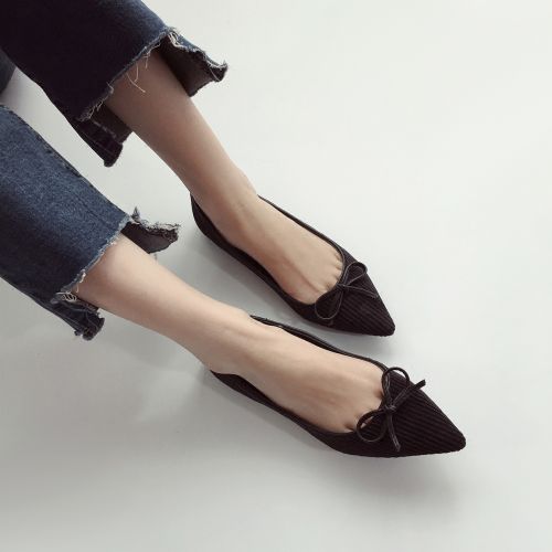 Chaussures de printemps femme en velours côtelé pointu - Ref 996246