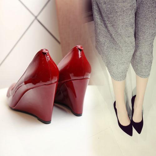 Chaussures de printemps femme en Première couche cuir I LUV ME pointu ouverture profonde, Wedges - Europe semelle caout