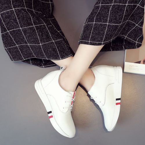 Chaussures de printemps femme en Première couche cuir ronde avec lacets, Wedges, Génoise - loisir semelle caoutchouc