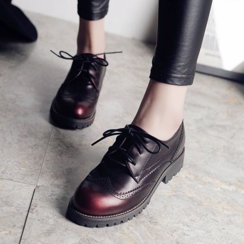 Chaussures de printemps femme en PU TEAHOO ronde étanche, avec lacets - Angleterre semelle TPR Re