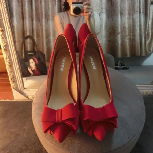 Chaussures de printemps femme en Xi Shi Cashmere pointu ouverture profonde, arc - doux semelle caoutchouc Ref 996437