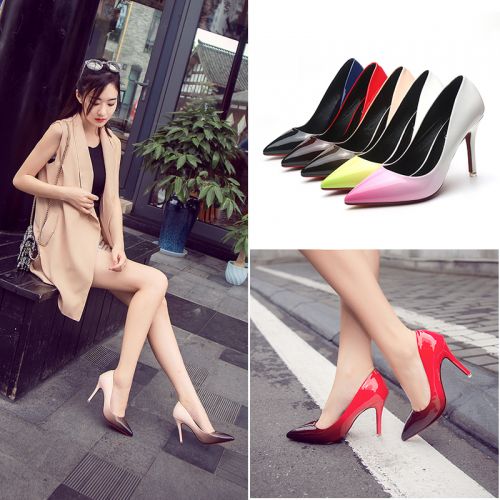 Chaussures de printemps femme en Manteau peinture pointu ouverture profonde- Europe - semelle caoutchouc Ref 996477