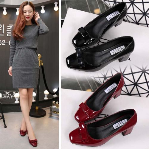 Chaussures de printemps femme en Manteau peinture tête carrée - sexy semelle caoutchouc Ref 996480