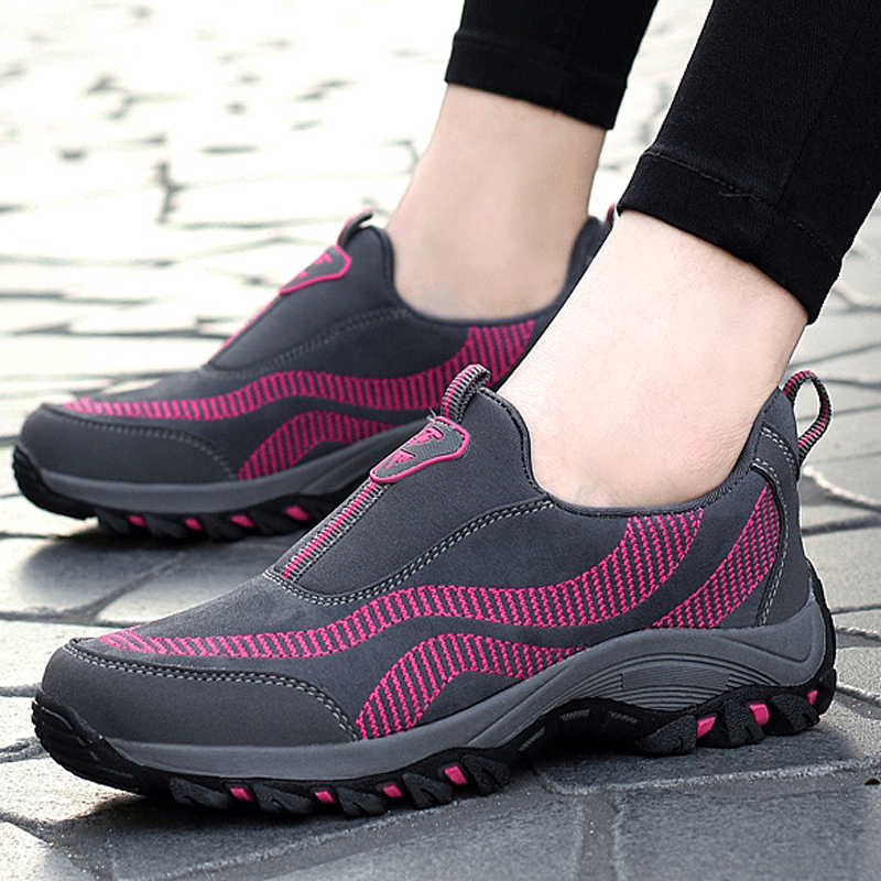 Chaussures de printemps femme en vache, Nubuck, ronde ouverture profonde, brodé - loisir semelle TPR