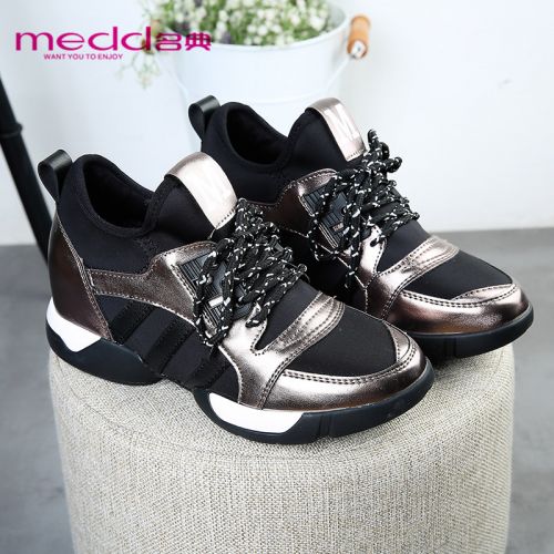 Chaussures de printemps femme en tissu élastique MEDD ronde Génoise - loisir semelle caoutchouc Ref 996547