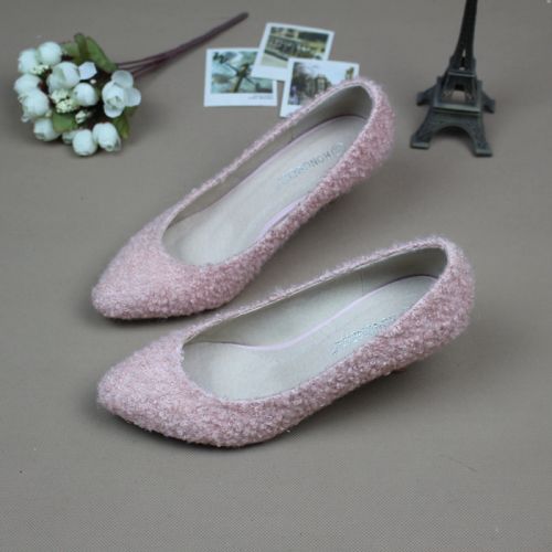 Chaussures de printemps femme en laine pointu - Europe semelle caoutchouc Ref 996586
