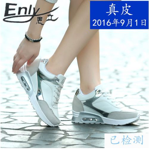 Chaussures de printemps femme en Vache revêtement cuir fendu ENLY ronde avec lacets, paillette, Modèles mélangées, Wedge