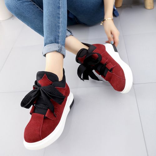 Chaussures de printemps femme en PU ronde avec lacets - semelle caoutchouc Ref 996675