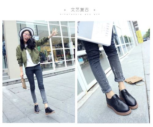 Chaussures de printemps femme en PU ronde - collège semelle caoutchouc Ref 996694