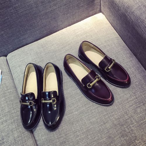 Chaussures de printemps femme en PU ronde décoration métallique - Angleterre semelle caoutchouc Ref 996701