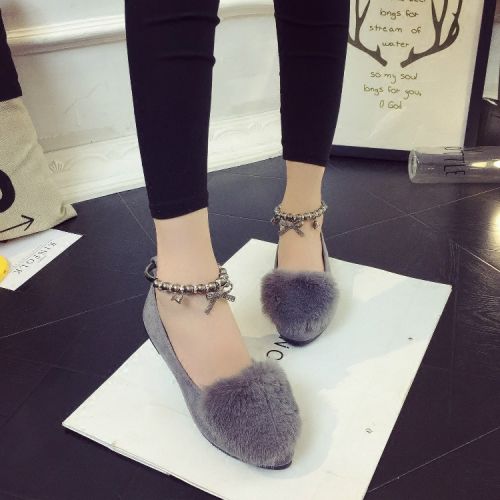 Chaussures de printemps femme en Xi Shi Cashmere pointu moraillon, perlé - semelle caoutchouc Ref 996750