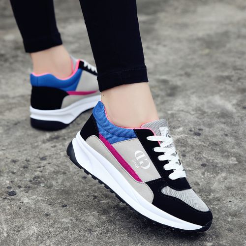 Chaussures de printemps femme en PU ronde ouverture profonde, avec lacets, Génoise, étanche - semelle caoutchouc Ref 