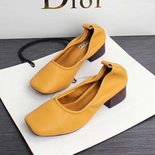 Chaussures de printemps femme en PU tête carrée - simple semelle fond composite Ref 996782