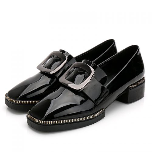 Chaussures de printemps femme en Manteau peinture tête carrée ouverture profonde, moraillon, chaîne, étanche 