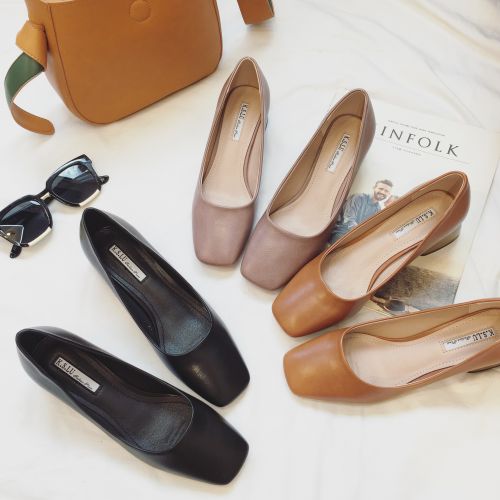 Chaussures de printemps femme en Cuir spatial tête carrée ouverture profonde- Europe - semelle TPU Ref 996932