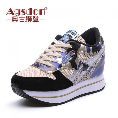 Chaussures de printemps femme en vache, Nubuck, AGSDON ronde avec lacets, Modèles mélangées, Wedges, 