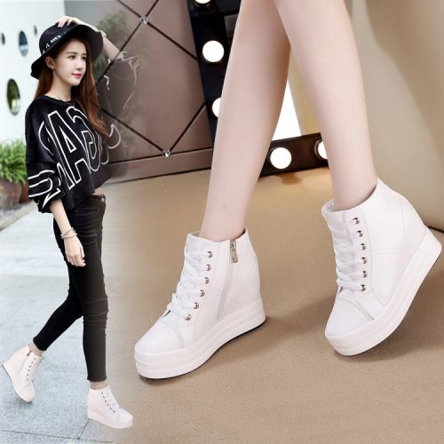 Chaussures de printemps femme en PU ronde avec lacets, Wedges, Génoise, étanche - loisir semelle caoutchouc Ref 997051