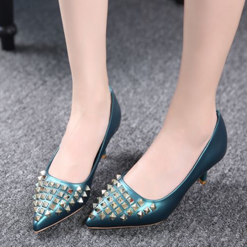 Chaussures de printemps femme en PU pointu ouverture profonde, rivet - Europe semelle caoutchouc Ref 997071