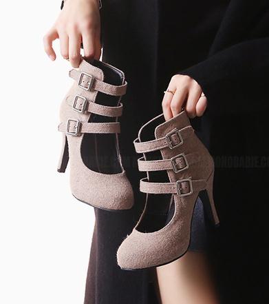 Chaussures de printemps femme en laine ronde boucle ceinture - Europe Ref 997104