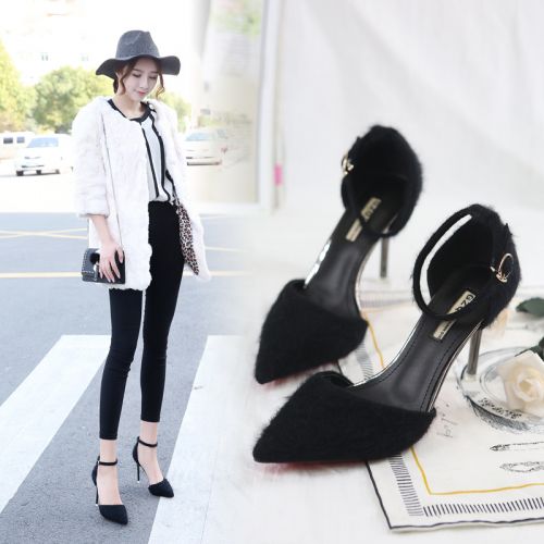 Chaussures de printemps femme en Xi Shi Cashmere pointu ouverture profonde, moraillon, Style romain - Europe semelle plast