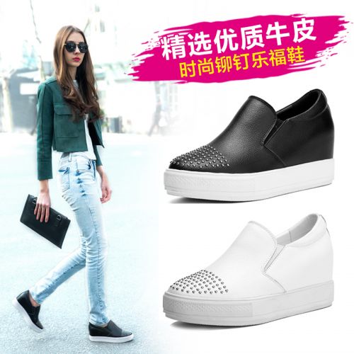Chaussures de printemps femme en Vache revêtement cuir fendu VANDAIYO ronde rivet, Wedges, Génoise, étanche - loisir semell