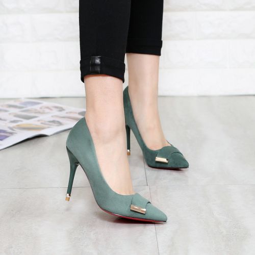 Chaussures de printemps femme en pointu décoration métallique - Europe semelle caoutchouc Ref 997216